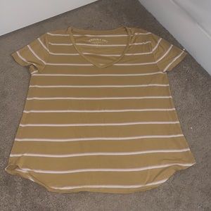 Yellow,White and Pink striped Aeropostale T Shirt